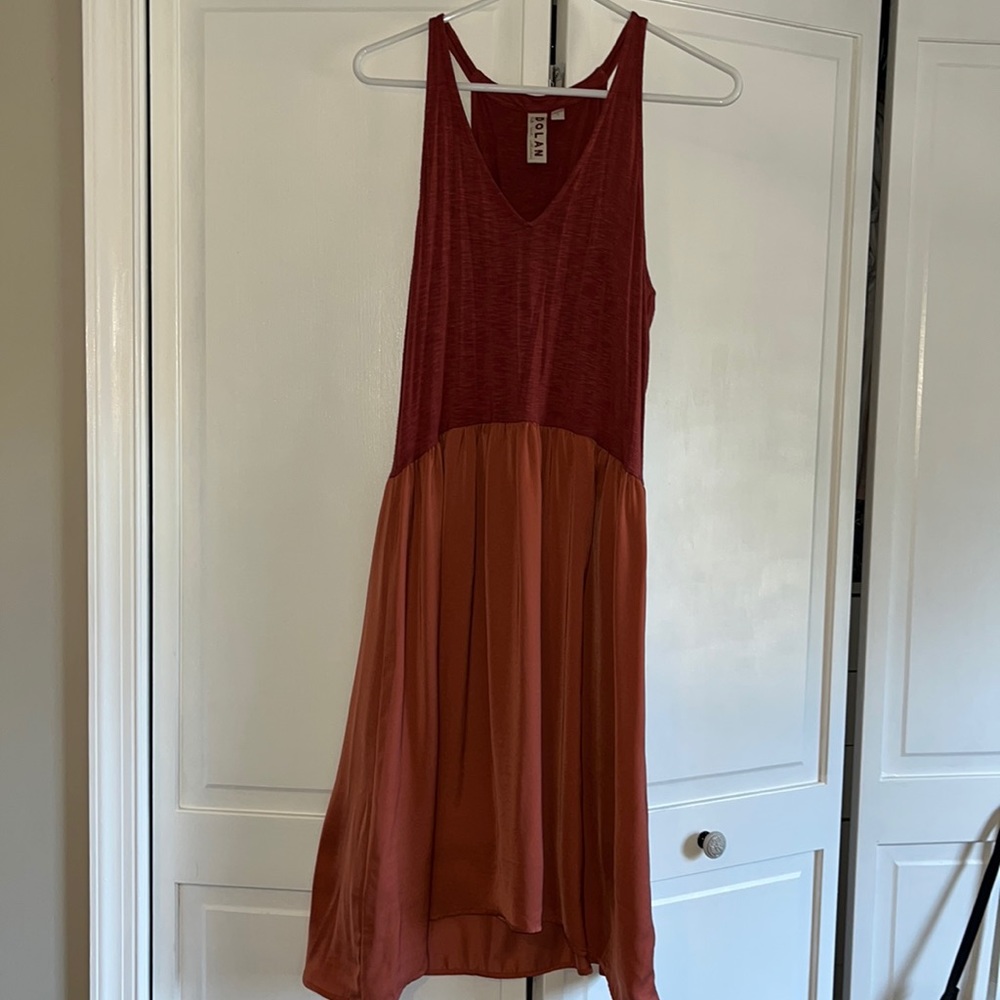 Anthropologie Dolan Left Coast Fabiana Knit V Neck Tank Dress Cinnamon Rust